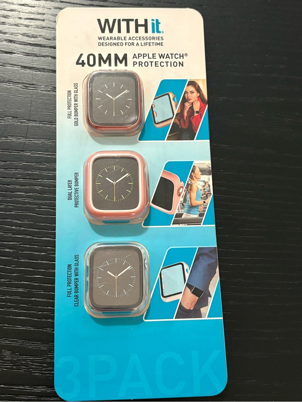 40mm Apple Watch Protective Case 3-Pack - Rose Gold/Clear/Gold
